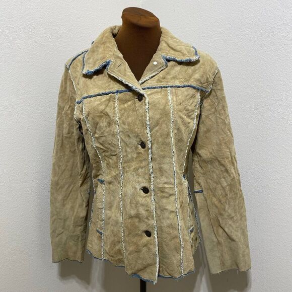 Wilsons Leather Maxima Women's Medium Tan Suade Western Denim Lined Jacket - Picture 1 of 9